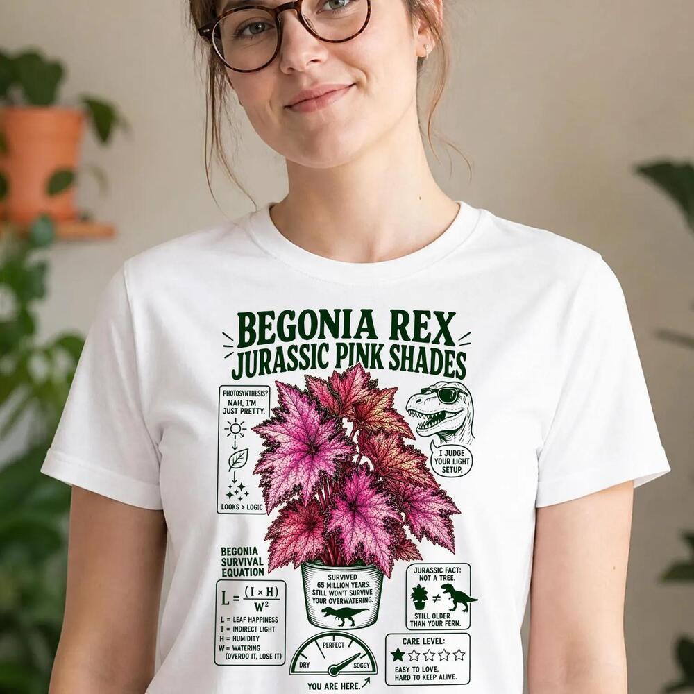 Funny Begonia Rex Jurassic Shades Shirt Retro House Plants Gift